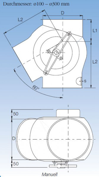 1704036 Abzweigverteiler 60°, 160 mm Ø, 320 mm lg, Stärke 2,0 mm