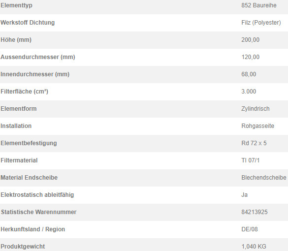 78334849 Filterpatrone 852 926 TI 07/1-0,3 2ER GEBINDE