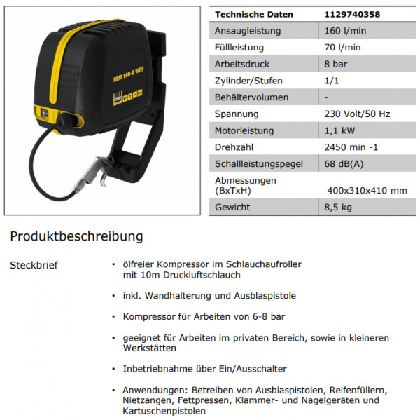 1129740358 Kompressor ReelMaster REM 160-8