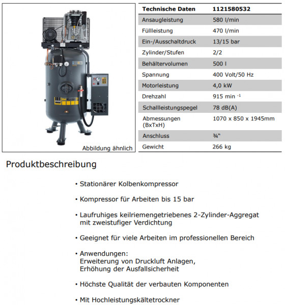 1121580532 Kompressor UNM STS 580-15-500 XDK