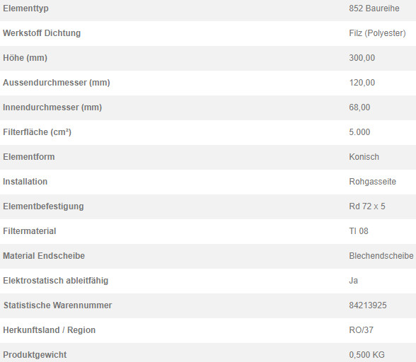76353510 Filterpatrone 852 902 TI 08-0,5