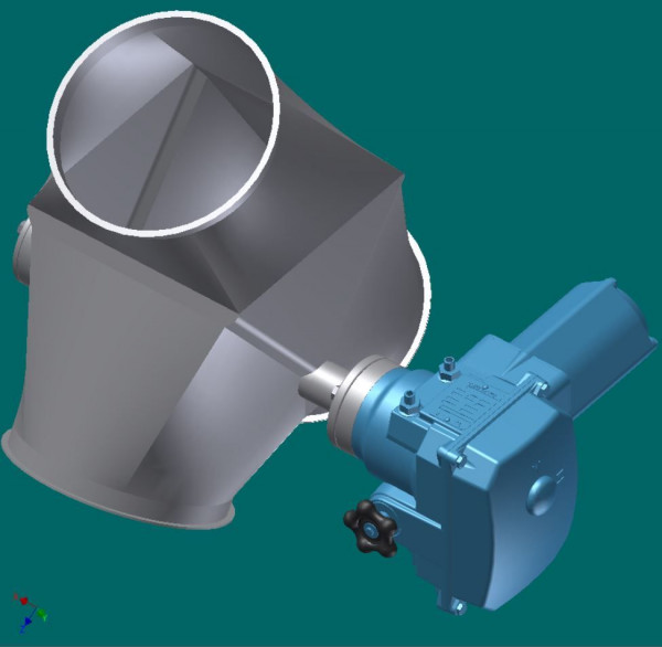 050R7865 Rohrklappkasten 60°, 224 mm Ø, 450 mm lg