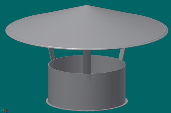 050R1395 Regenhaube 100 mm Ø , 120 mm lg