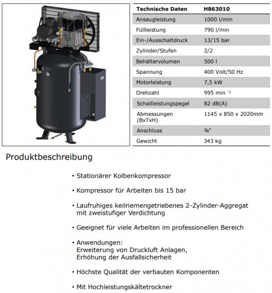 1121580506 Kompressor UNM STS 1000-15-500 XDK
