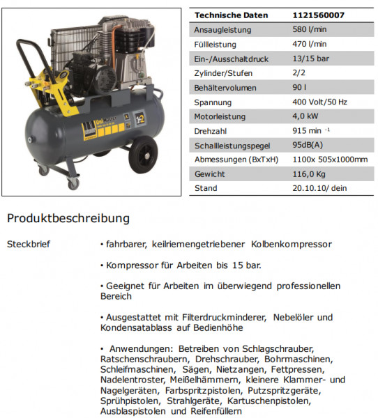 1121560009 Kompressor UNM 580-15-90 DX Komfort