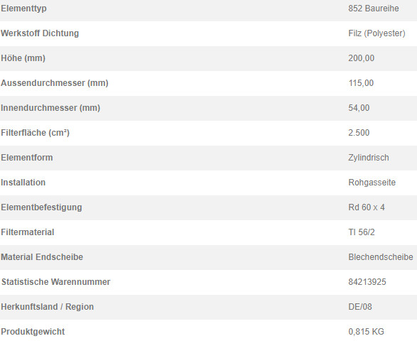 78334674 Filterpatrone 852 656 TI 56/2-0,25 2ER GEBINDE
