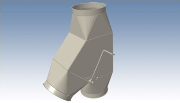 1708064 Abzweigverteiler 45°, 300 mm Ø, 1.225 mm lg, Stärke 3,0 mm
