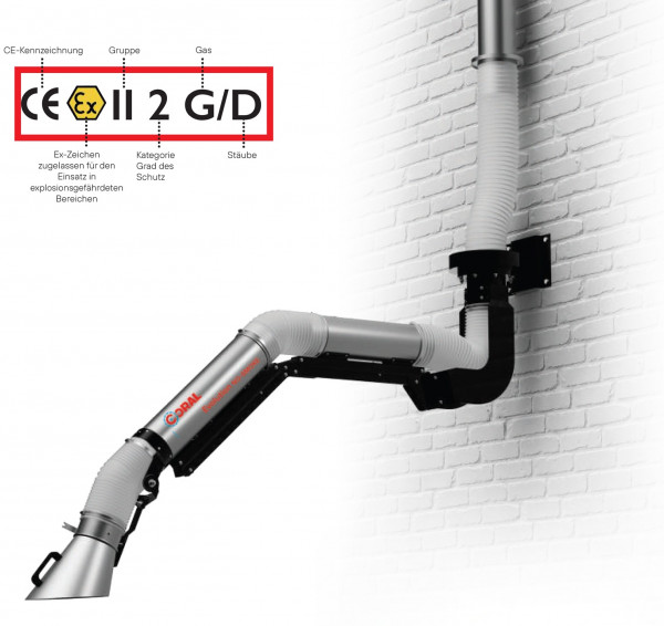 2090000244 Absaugarm 180 mm Ø Typ Evolution No Smoke ATEX - Wandausführung
