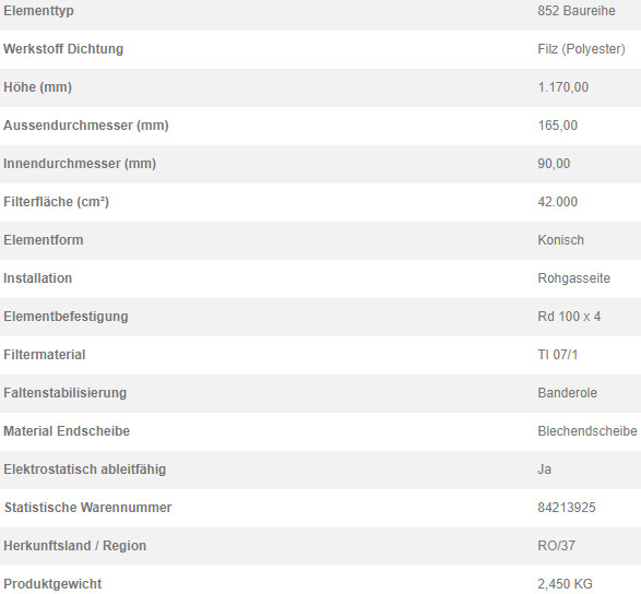 70378363 Filterpatrone 852 075 TI 07/1-4,2