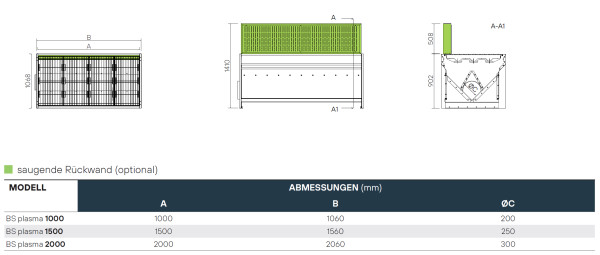 2050000392 Wego Absaugtisch Typ WAT BS Plasma 1500
