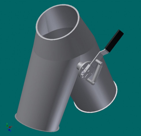 050R1484 Rohrklappkasten 45°, 100 mm Ø, 360 mm lg