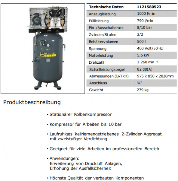 1121580523 Kompressor UNM STS 1000-10-500