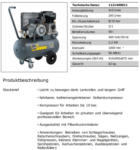 1121490011 Kompressor UNM 410-10-50 D