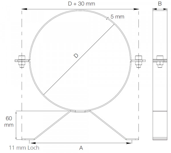 46482901 Rohrhalterung 200 mm Ø, Stärke 5,0 mm