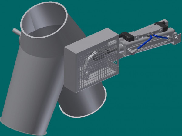 050R9146 Rohrklappkasten 45°, 400 mm Ø , 950 mm lg