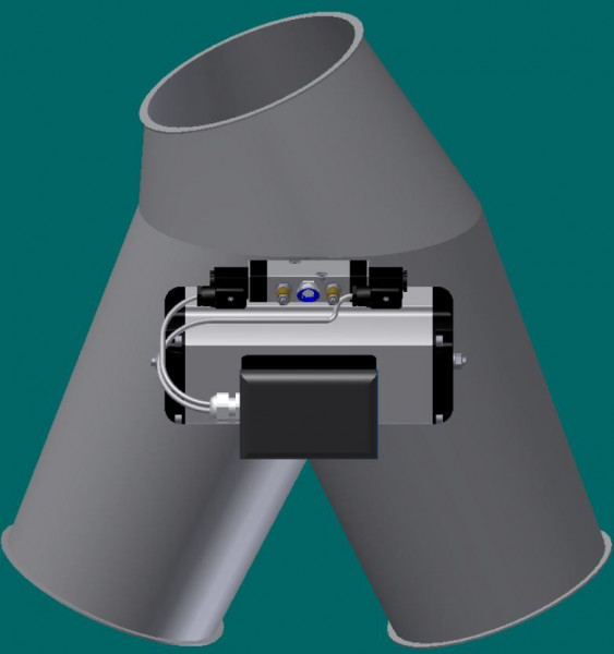 050R7394 Rohrklappkasten 45°, 175 mm Ø , 475 mm lg