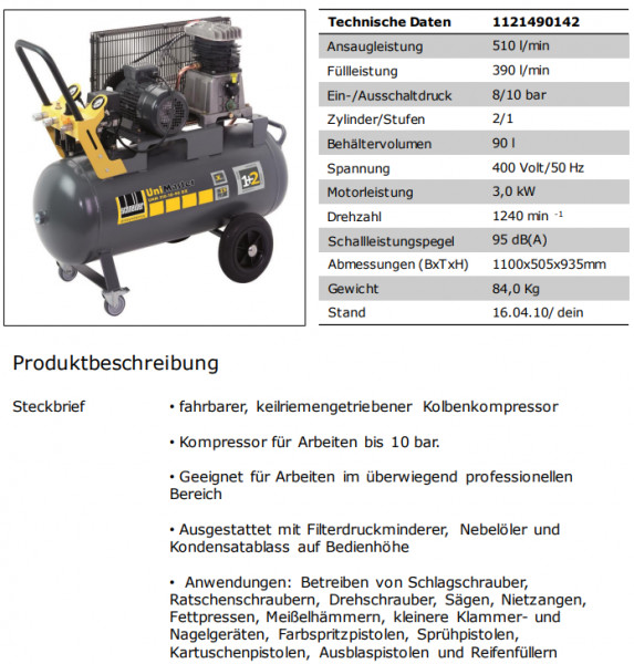 1121490142 Kompressor UNM 510-10-90 DX Komfort