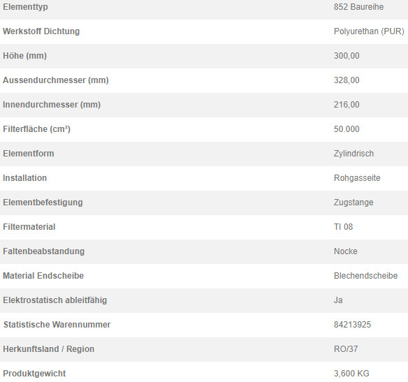 79380569 Filterpatrone 852 907 TI 08-5 NOK