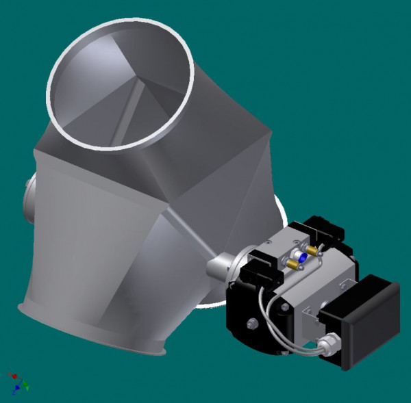 050R8787 Rohrklappkasten 60°, 350 mm Ø, 601 mm lg