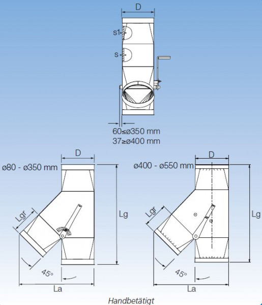 1708064 Abzweigverteiler 45°, 300 mm Ø, 1.225 mm lg, Stärke 3,0 mm