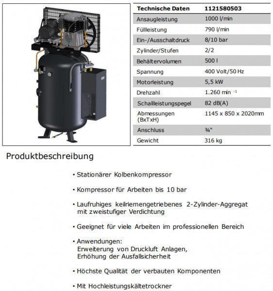 1121580503 Kompressor UNM STS 1000-10-500 XDK