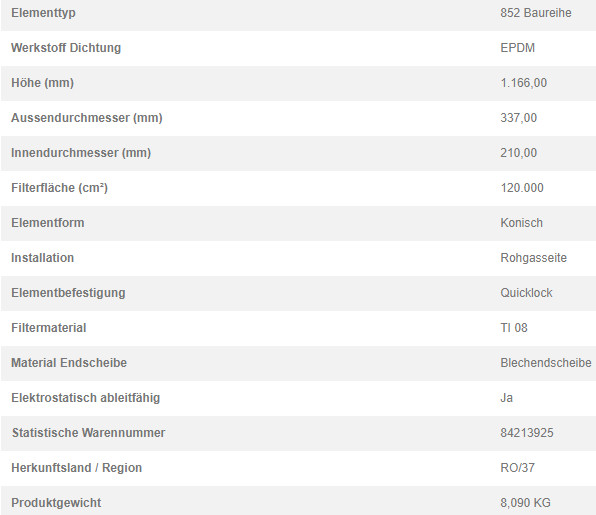 70514463 Filterpatrone 852 032 TI 08-12