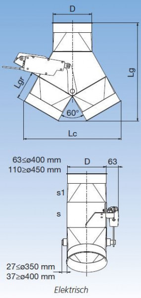 1714067 Hosenverteiler 60°, 160 mm Ø, Stärke 2,0 mm