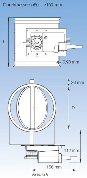 1516312 Drosselklappe mit Dichtung 160 mm Ø, Stärke 1,0 mm