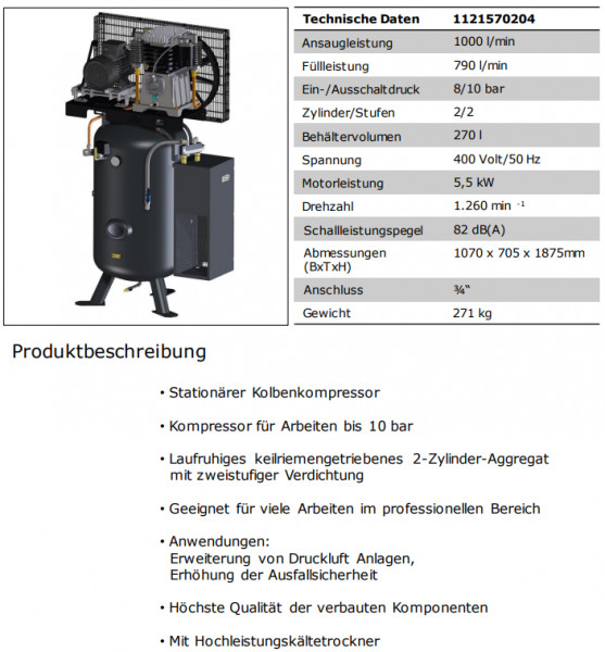 1121570204 Kompressor UNM STS 1000-10-270 XDK