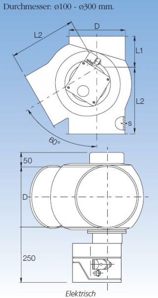 1716036 Abzweigverteiler 60°, 200 mm Ø, 340 mm lg, Stärke 2,0 mm