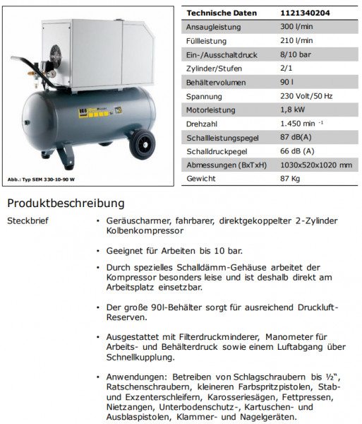 1121340204 Kompressor SEM 330-10-90 W