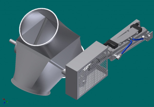 050R7433 Rohrklappkasten 60°, 200 mm Ø, 430 mm lg
