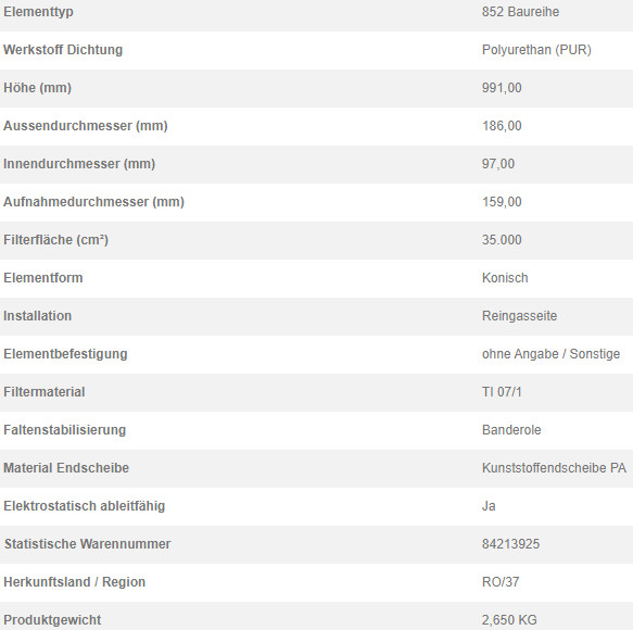 72390734 Filterpatrone 852 953 TI 07/1-3,5