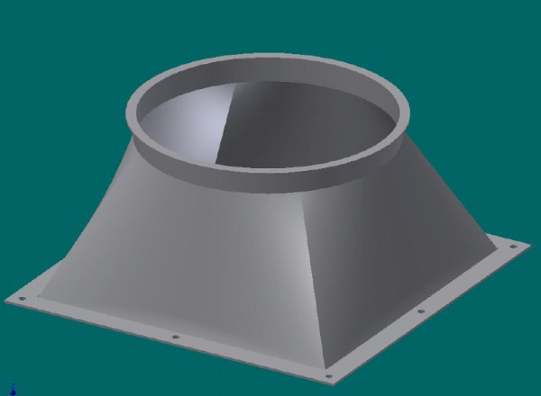 050R3766 Übergangsstück 250 mm Ø auf 300 x 300 mm