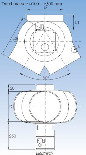 1717037 Hosenverteiler 60°, 250 mm Ø, Stärke 2,0 mm