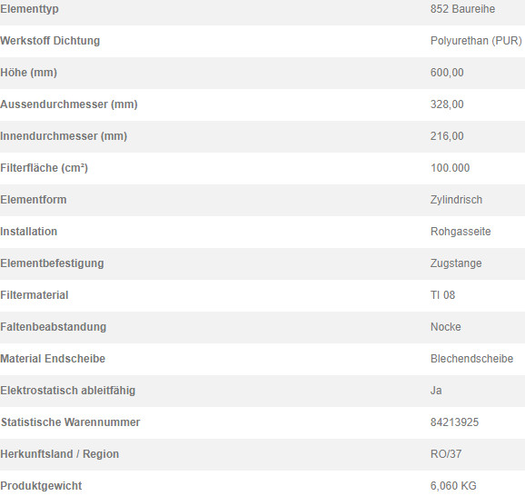 79355447 Filterpatrone 852 908 TI 08-10 NOK