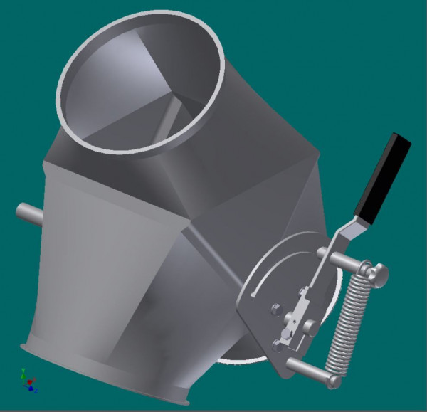 050R2274 Rohrklappkasten 60°, 150 mm Ø, 370 mm lg