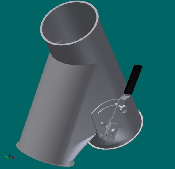 050R2221 Rohrklappkasten 45°, 150 mm Ø, 430 mm lg