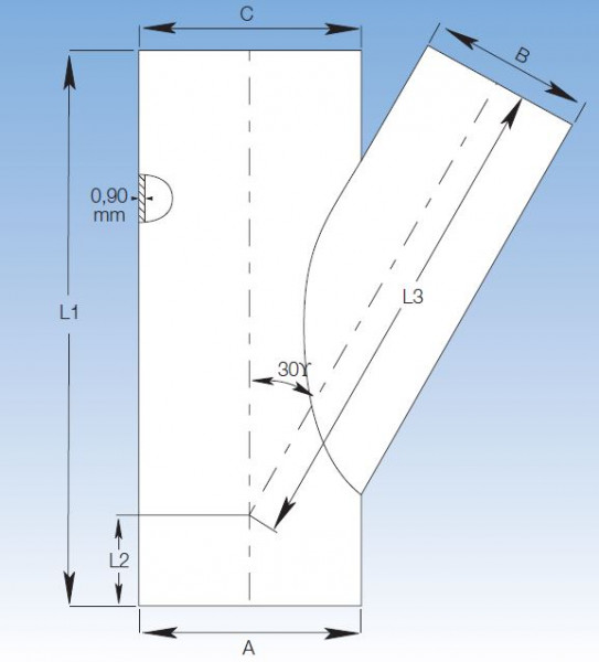 12801411 Abzweigrohr 30°, 125 x 125 x 100 mm Ø