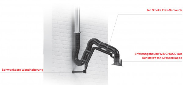 2090000162 Absaugarm 160 mm Ø Typ Evolution FLEX - Wandausführung