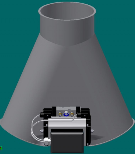 050R9086 Deckenklappkasten 45°, 400 mm Ø, 930 mm lg