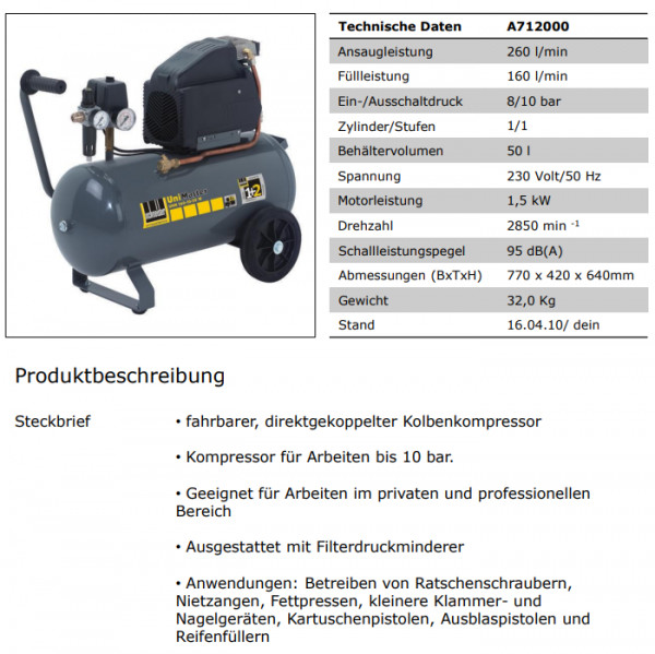 1121160233 Kompressor UNM 260-10-50 W