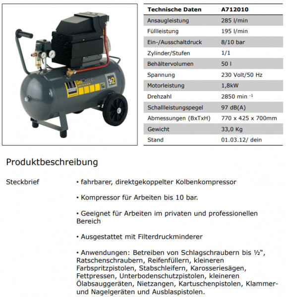 1121310838 Kompressor UNM 310-10-50 W