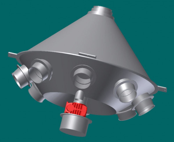 050R1958 Drehrohrverteiler 45°, 150 mm Ø, 8 Ausläufe