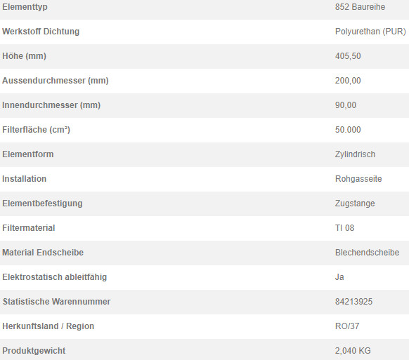 78330904 Filterpatrone 852 847 TI 08-5
