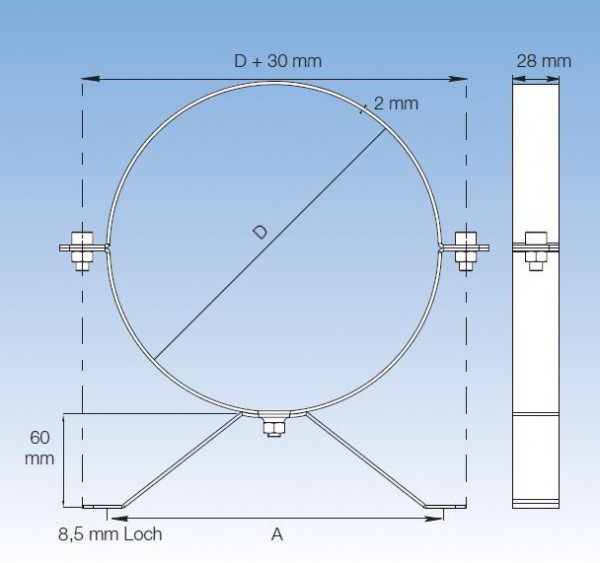 4676280 Rohrhalterung 160 mm Ø, Stärke 2,0 mm